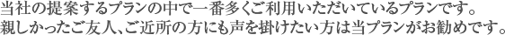 当社の提案するプランの中で一番多くご利用いただいているプランです。